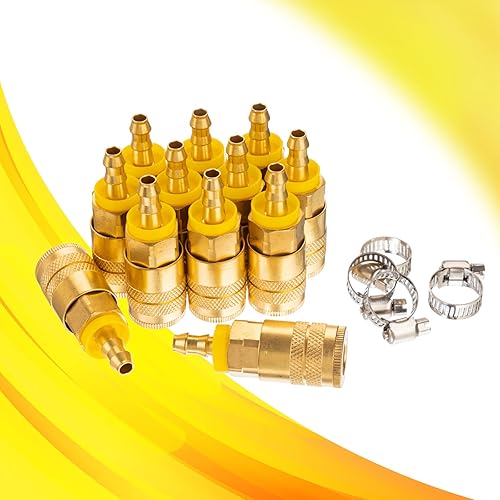 Miniatura 36 de Acoplamiento de aire industrial, enchufe NPT de 1/4 de pulgada y manguera de aire y juego de enchufe FNPT y adaptador rápido, acoplador de aire