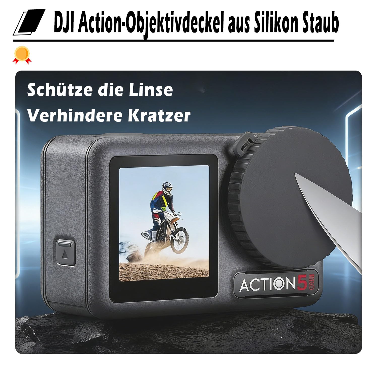 Iruihoo 2 Stück Objektivdeckel für DJI Osmo Action 5 Pro/4/3, Schwarzer Objektivschutz Flexibler Objektivdeckel Schutzzubehör Kompatibel mit DJI Action, Verhindert Kratzer und Staub