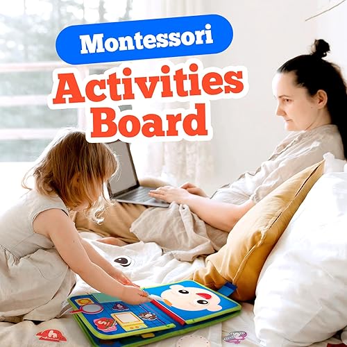 Miniatura 3 de ULOVEME Montessori - Tabla de actividades para niños pequeños de 2 a 4 años, tabla sensorial con actividades educativas para aprender habilidades