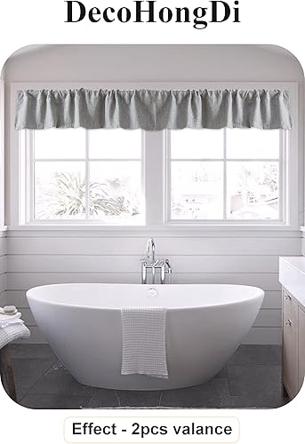 Miniatura 7 de Cenefas de Cocina para Ventana 2 Paquetes, cenefas de 10 pulgadas para Ventanas, Textura de Lino de Arpillera Sala de EstarVentana Pequeña Estilo