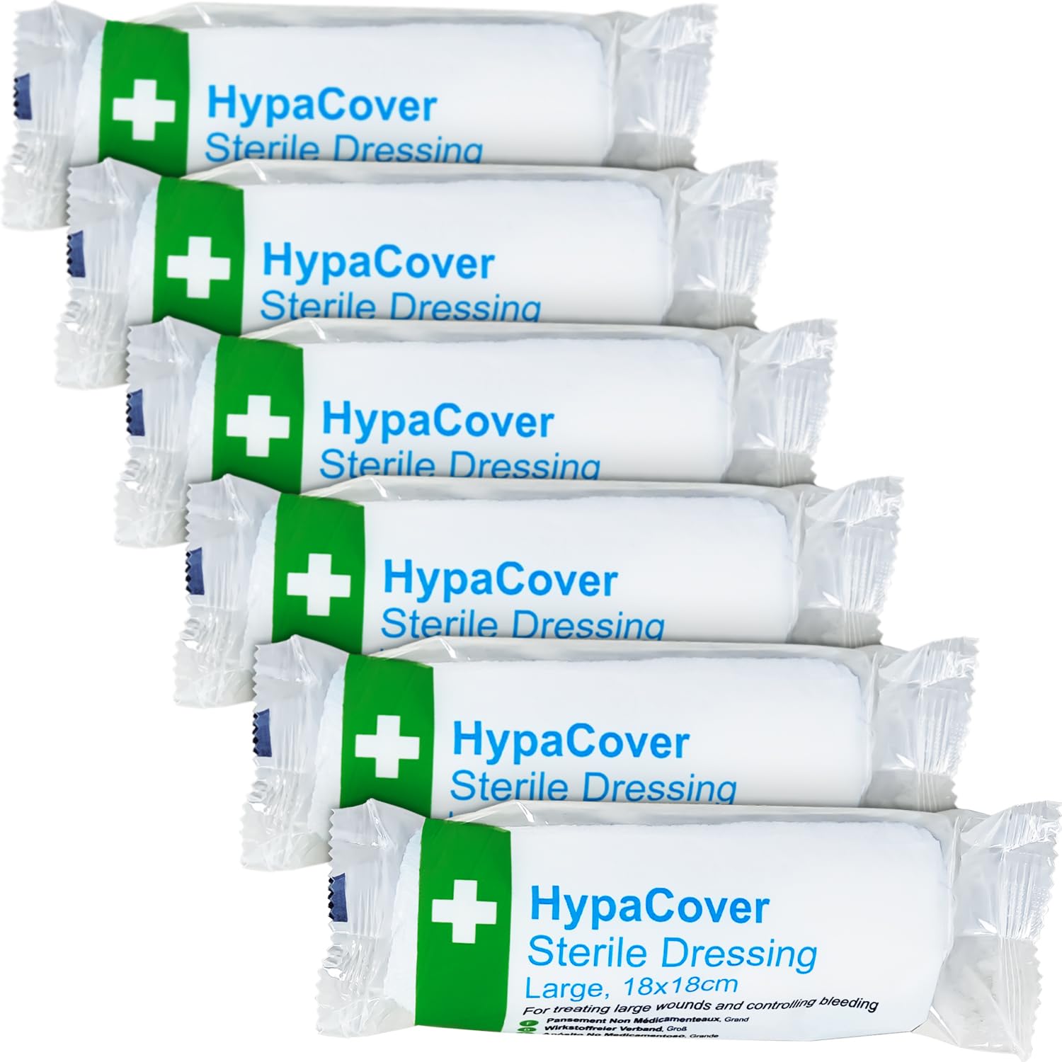 Safety First Aid Group HypaCover Sterile Dressing Bandage - Large 18 x 18 cm (Pack of 6)