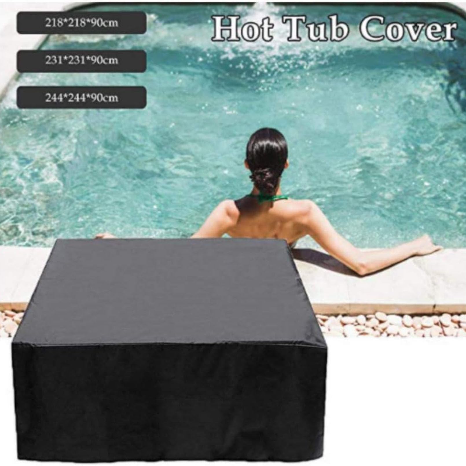Funda para bañera de hidromasaje al aire libre, impermeable, cuadrada 210D, cubierta de aguas termales, resistente al sol, protector de piscina, resistente a los rayos UV, protector para jacuzzi y spa