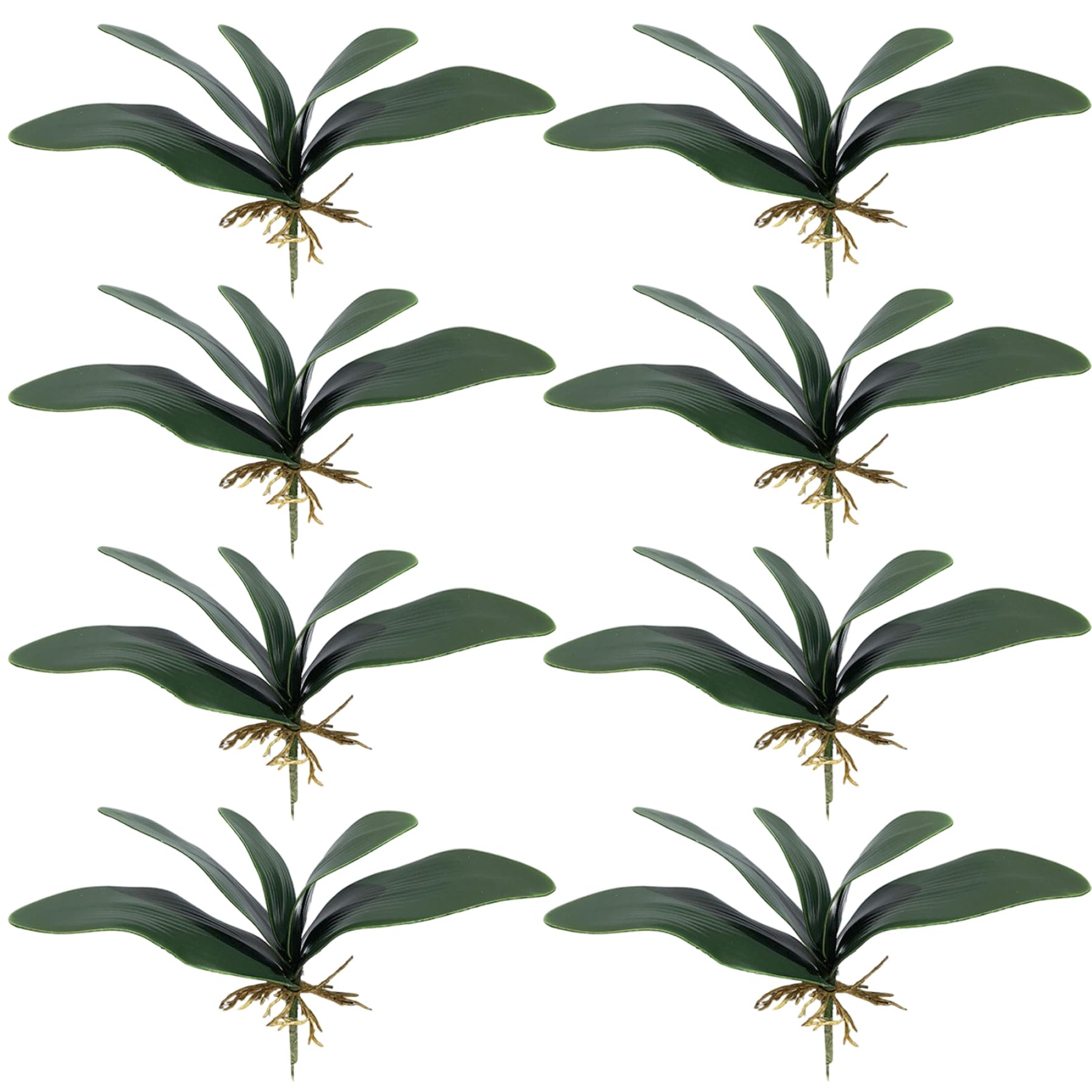 Xoeryoy Faux Orchid Stems, 8PCS Plastic Artificial Orchid Leaves, Lifelike Green Leaf Plants for Flowers Arrangements Pot Decor