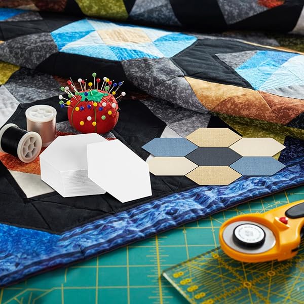 Amosfun Pack of 100 Hexagon Cardboard Quilting Templates Sewing Craft Paper Paper Art Craft Supplies for Various Quilting Patterns - 5