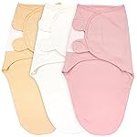 Bublo Baby Swaddles for Newborns - 3-Pack Infant Swaddles 3-6 Months - Adjustable Swaddle Sleep Sack - Soft Organic Cotton Baby Wrap for Safe & Cozy Sleep (Pastel Banana-Pink)