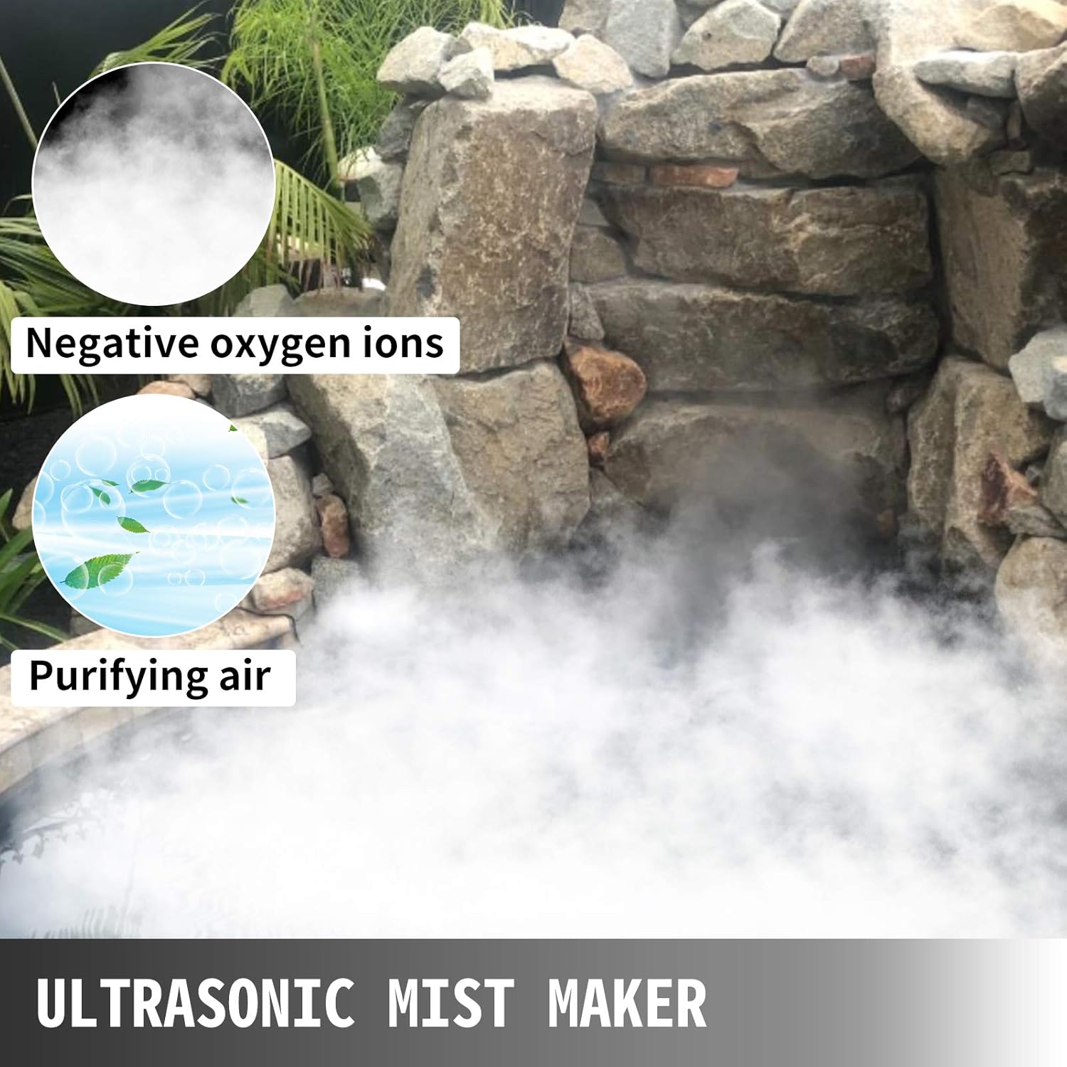 Happybuy Mist Maker 3 Head Ultrasonic Mist Fogger with Waterproof Power Supply Ultrasonic Fogger Humidifier Stainless Steel Pond Mister Fogger 1.5kg/h : Patio, Lawn & Garden