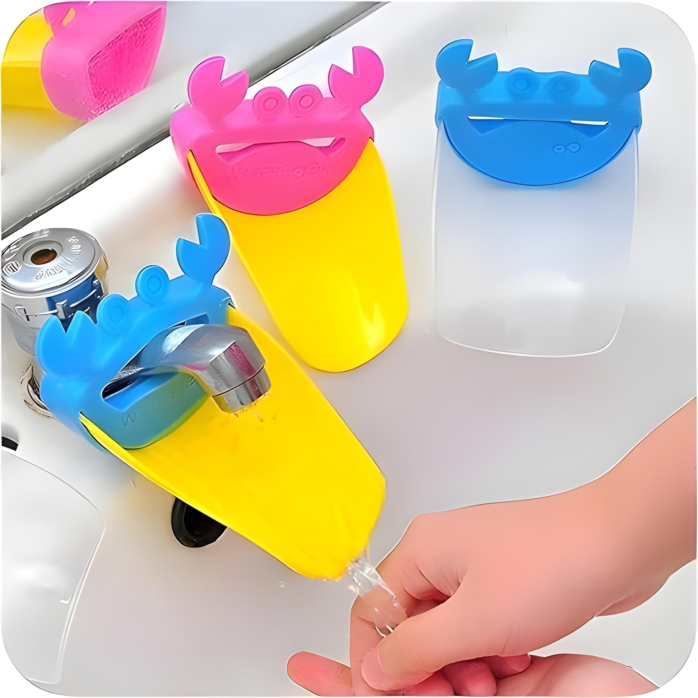 Oblivion Faucet | Pack of 3 Silicone Sink Handle Extender for Children-Baby Bathroom Accessory | Wash Basin Sink Short Tap (Multicolor - 3Pc)