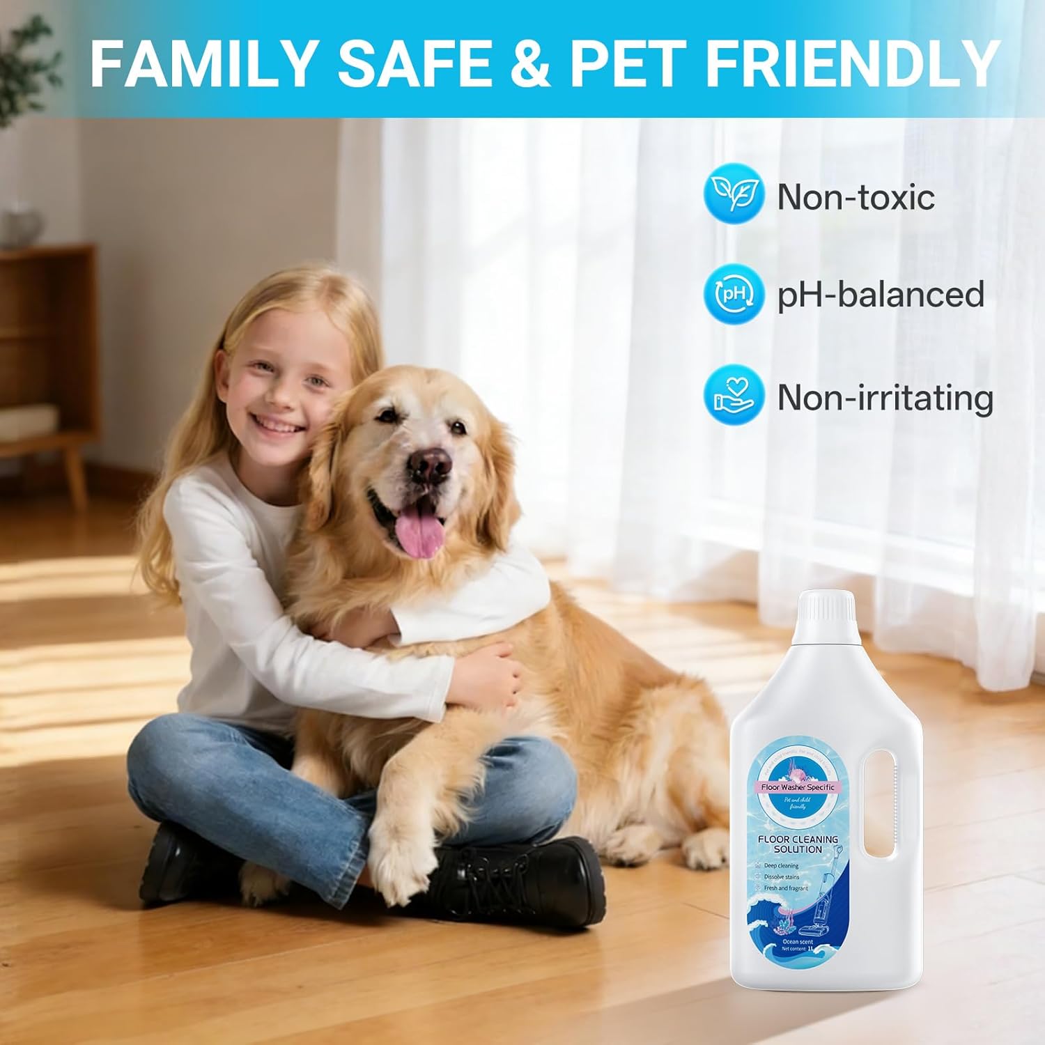 1 L Floor Cleaner Compatible with Tineco/Roborock/Shark/Bissell/Swiffer, Suitable with All Robotic Vacuum Mop and Cordless Wet/Dry Vacuum Mop Cleaner, Multi-Surface Deodorizing & Cleaning Solution