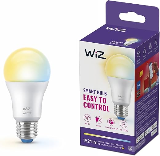 WiZ 1 x A60 Smart LED Light White Adjustable E27 100W 2200-6500K 1521 Lumens Dimmable Compatible with Alexa, Google Assistant and Apple Home