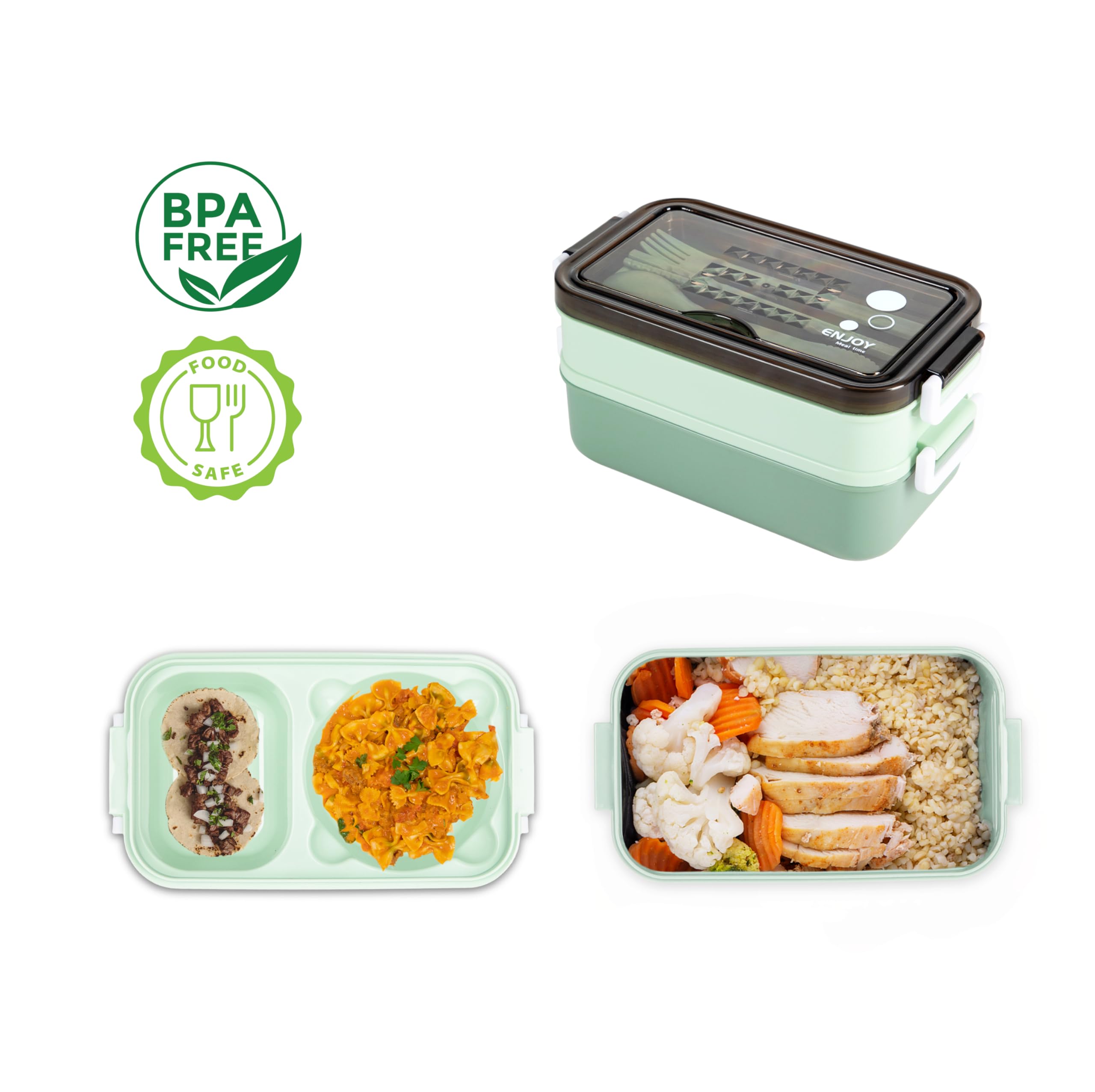 Set 2 Contenitori Ermetici Durandal Click & Fresh – Porta Pranzo BPA Free Per Microonde, Lavastoviglie, Freezer, Design Salvaspazio