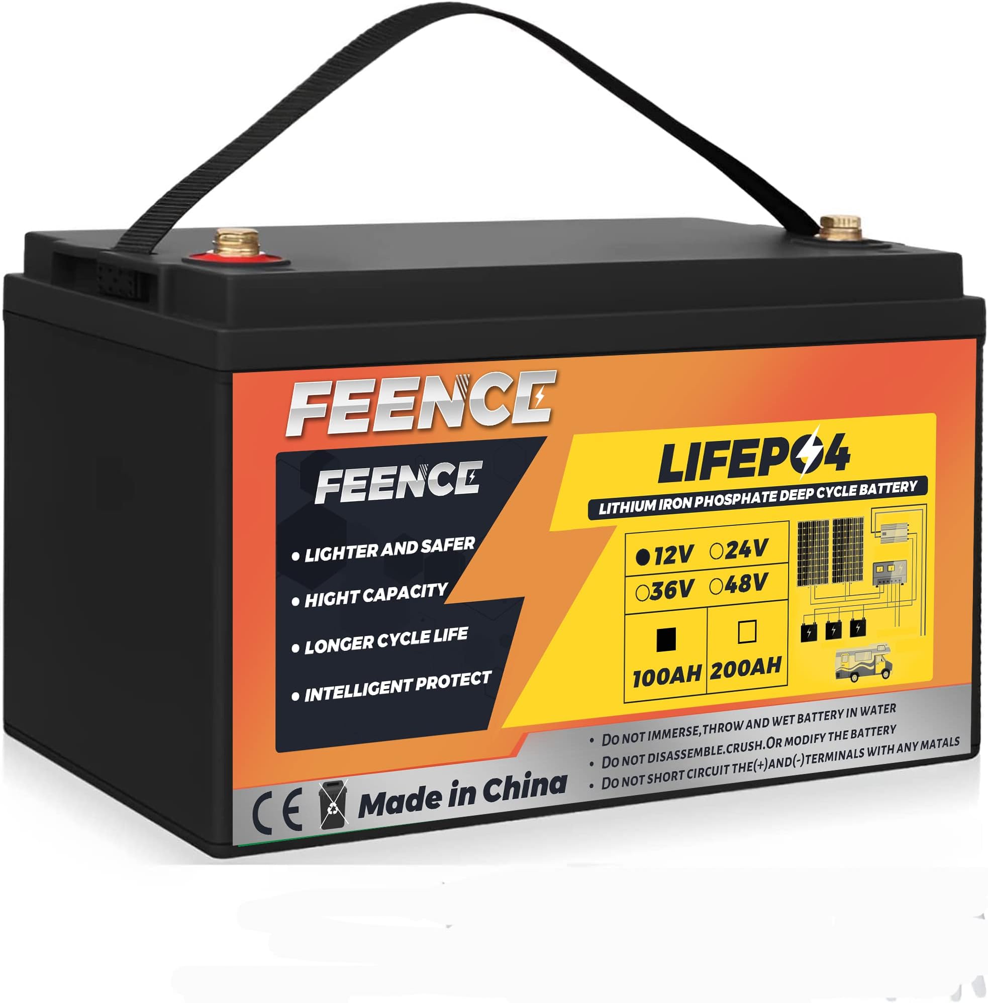12V100Ah LiFePO4 Battery lithium batteries 12v over 7000+ Deep Cycles Iron Phosphate Battery Low Temp Protection Support in Series/Parallel for RV Camper Solar Golf Cart Marine Battery 100A BMS