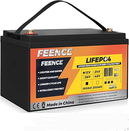 12V 100Ah Baterías de litio LiFePO4, BMS inteligente de 100A incorporado, batería de fosfato de hierro de más de 8000 ciclos profundos, con