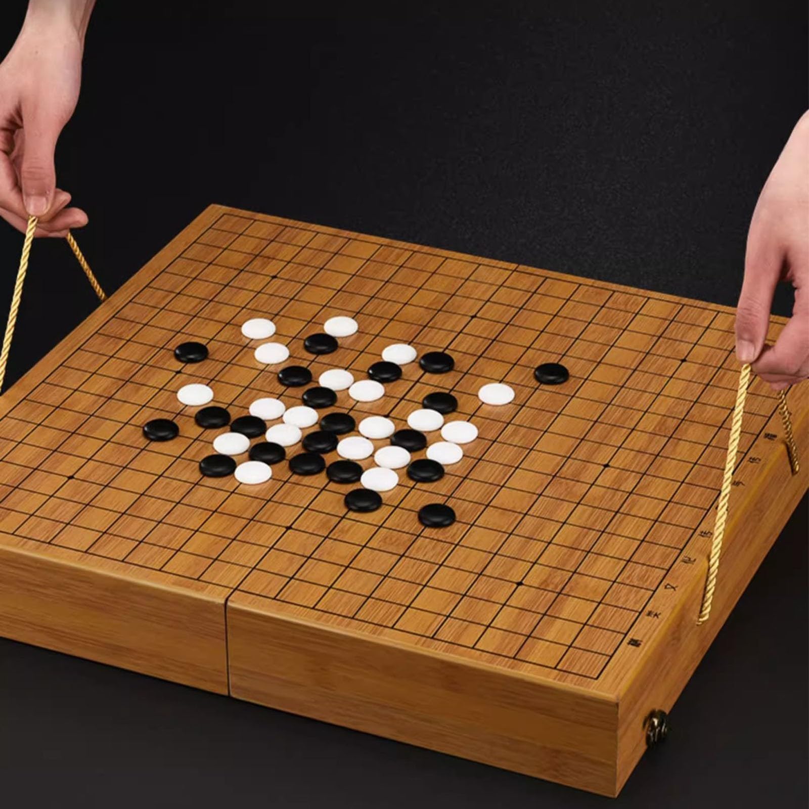 Premium Bamboo Go Set mit 361 Bakelit-Steinen und Schalen, wendbares wasserdichtes Design für Anfänger und zwei Spieler Gameplay (b,e)