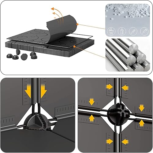 Miniatura 4 de Organizador de almacenamiento de 12 cubos, organizador de almacenamiento de armario de 14 x 14 pulgadas con puertas, armario portátil, estantes de