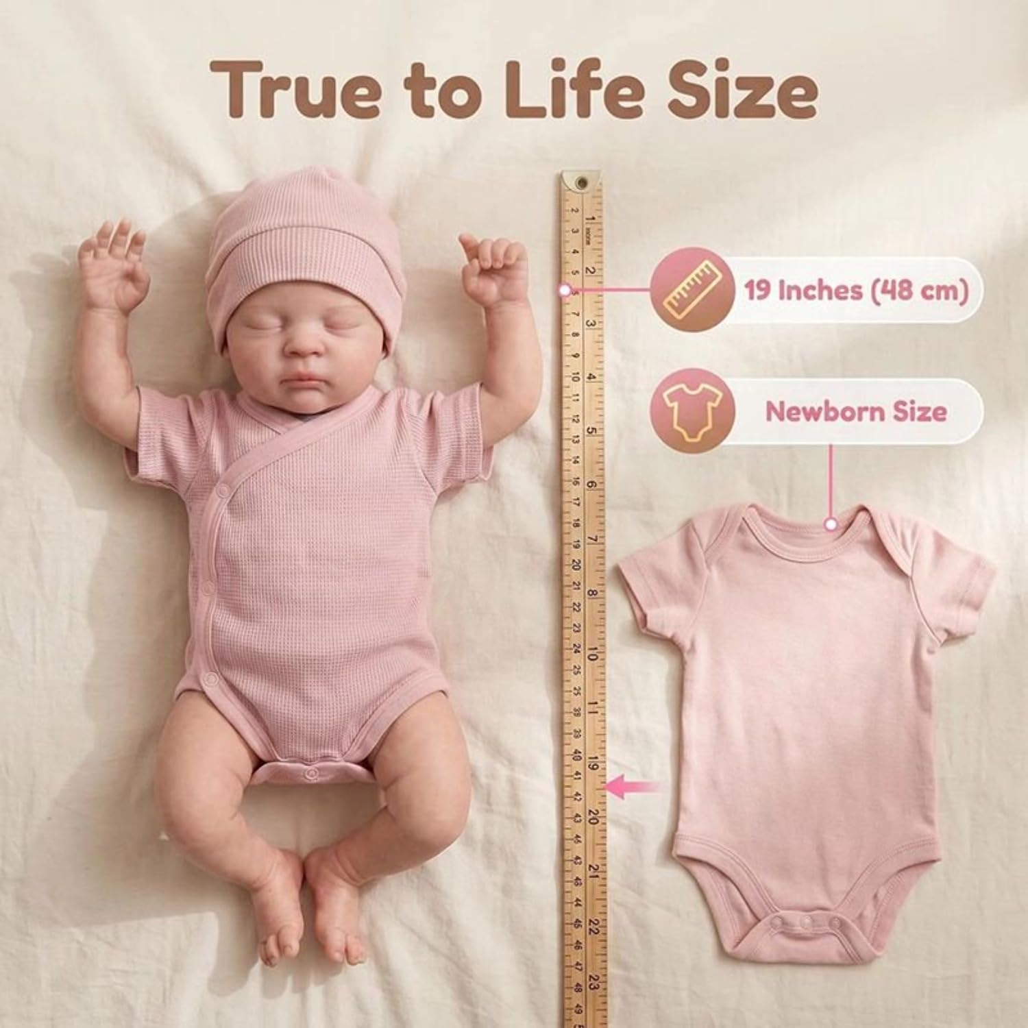 Lonian Reborn lalki – 40 cm, ręcznie wykonane, realistyczne lalki niemowlęce, miękki materiał z akcesoriami do zabawek, lalki Reborn jak prawdziwe dziecko (śpiące dziecko) (różowe)
