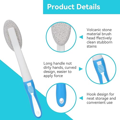 Miniatura 7 de 2 piezas de piedra pómez de limpieza de inodoros, cepillos de baño con mango para inodoros, bañeras, piscina (2 unidades)