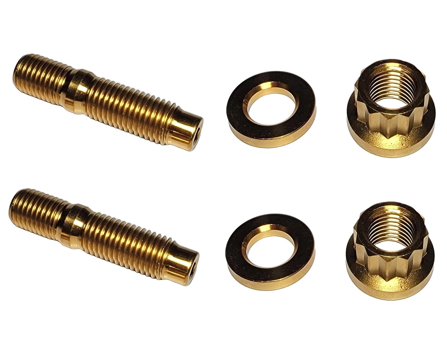 Titanium M10x1.25 Stud Set 45mm Length, Lightweight Ti Hardware, Intake/Exhaust/Engine/Turbo Studs | Str8UpRevving Approved (Gold - 2 Pack)