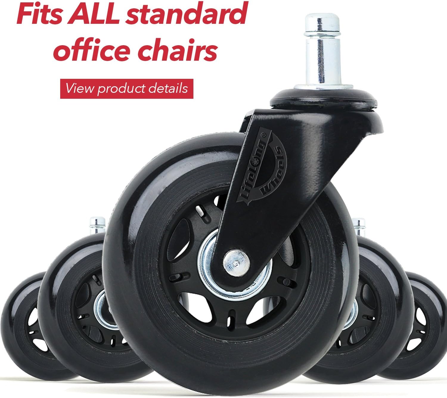 Office Chair Wheels Replacement Desk Chair Casters for Hardwood Floors and Carpet, Set of 5, Heavy Duty Office Chair casters for Chairs to Replace Chair mats- universal fit (stem size is 5/16" x 7/8")