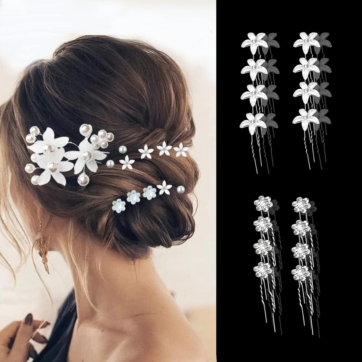 20 Pièces Épingles à Cheveux Mariage Strass - Pince U Fleur Cristal, Accessoires Coiffure Mariée