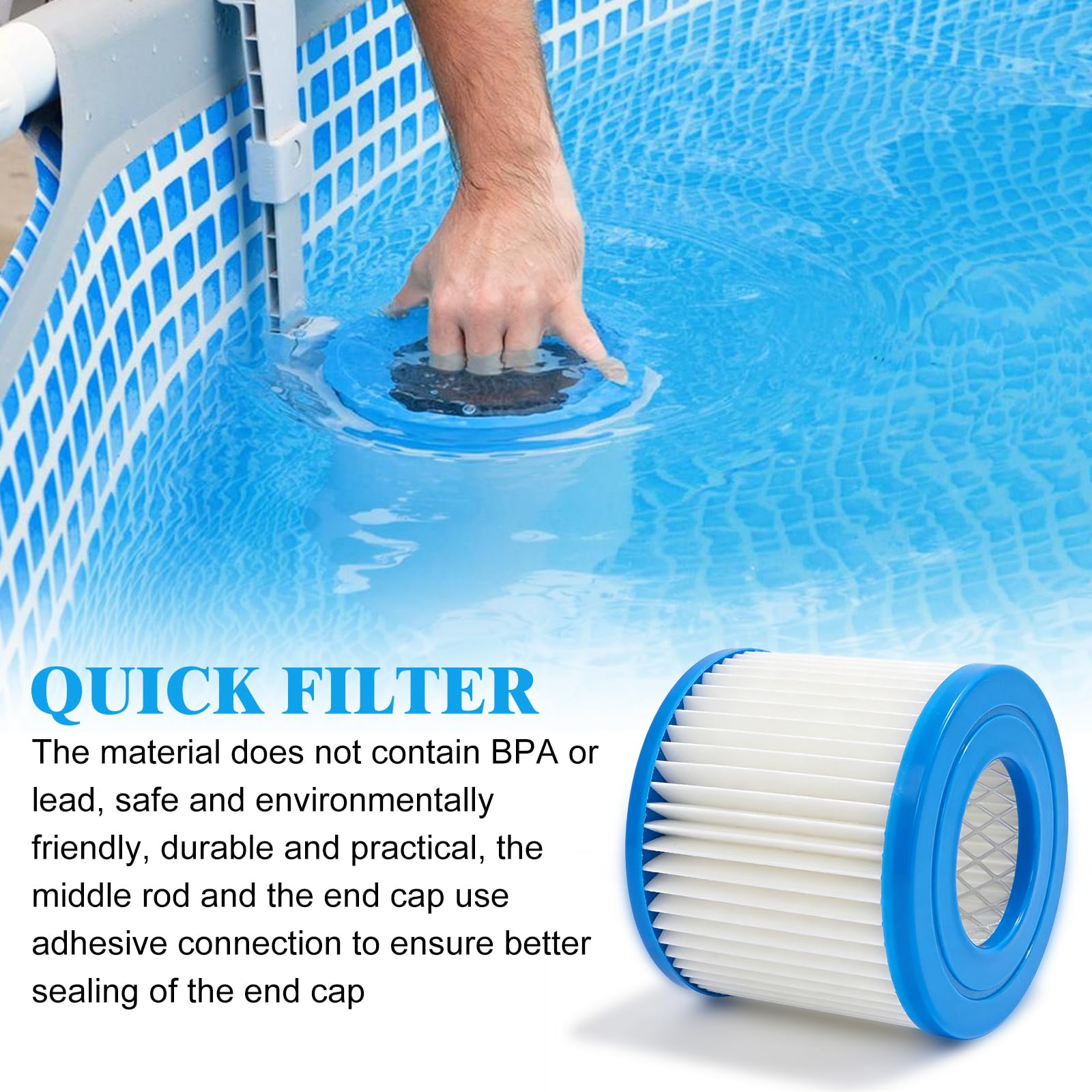 Ensemble de 8 Filtres pour Spas Gonflables, Cartouches Filtrantes 80 x 100 mm pour Filtres Clever Spa, Cartouches Filtrantes pour Piscines Gonflables, Spas