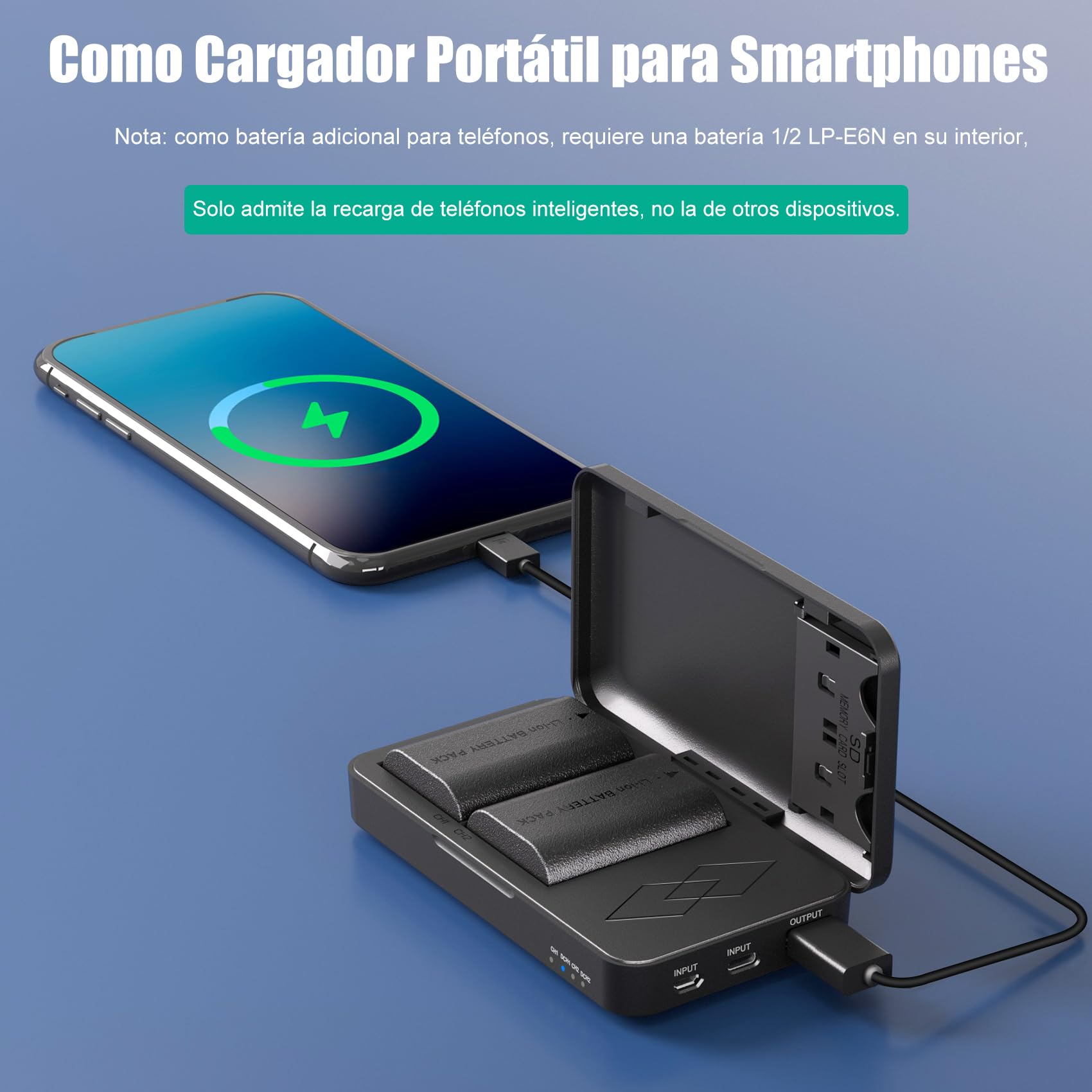 JYJZPB 2X LP-E6 LP-E6N Baterías de Repuesto 2300mAh y Cargador de Batería para Canon LP-E6, Compatibles con Canon EOS 5D Mark II, III, IV, 5DS, 5DS R, 60D, 6D Mark II, 7D, 7D Mark II, 70D, 80D, R5, R6