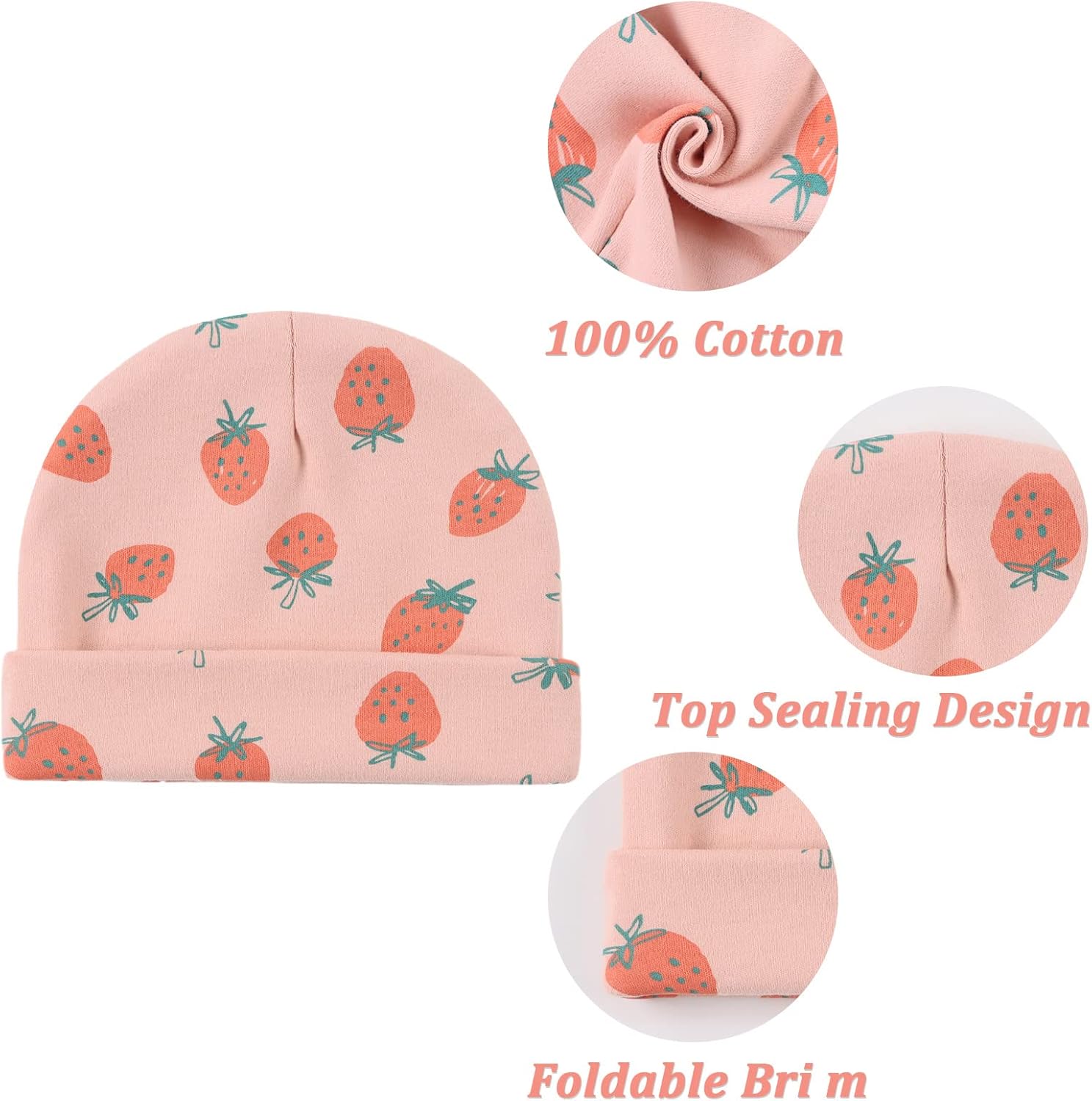 Zsedrut Spring Infant Hospital Beanie Newborn Baby Girls Cotton Hat Tolddler Boy Soft Double-Layer Hat - Image 3