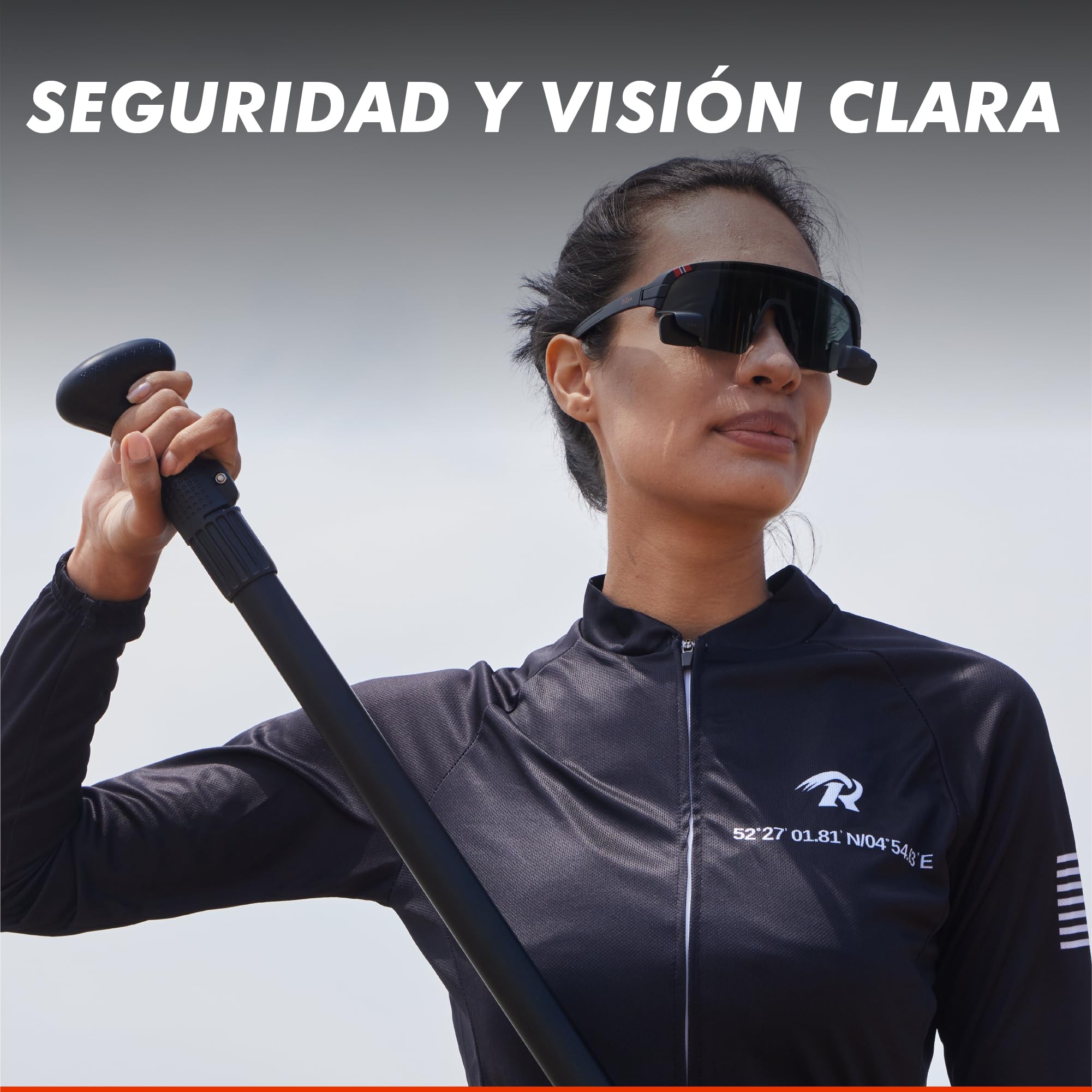 TriEye View Sport Gafas de sol polarizadas hombre mujer – Gafas de ciclismo con espejo retrovisor integrado, montura ligera TR90, protección UV400