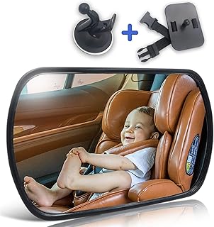 Baby Car Mirror - Rear View Baby Car Back Seat Mirror - Child Observation Mirror Wide Convex and Shatterproof - 2 way of Connection Suitable for both Rear-facing and Forward-facing