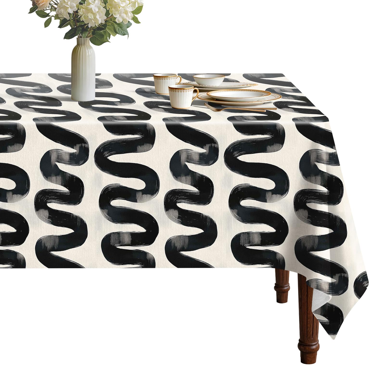 viaowan Modern Vinyl Tablecloth with Flannel Backing for Rectangle Tables, Waterproof Stain Resistant Non-Slip Wipeable Table Cover for Kitchen Dining Picnic Party 52 x 70 Inch