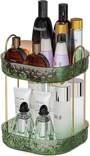 ZHIAI Organizador de maquillaje giratorio de 360, estante giratorio de maquillaje para baño, gran capacidad, almacenamiento de cosméticos, estante