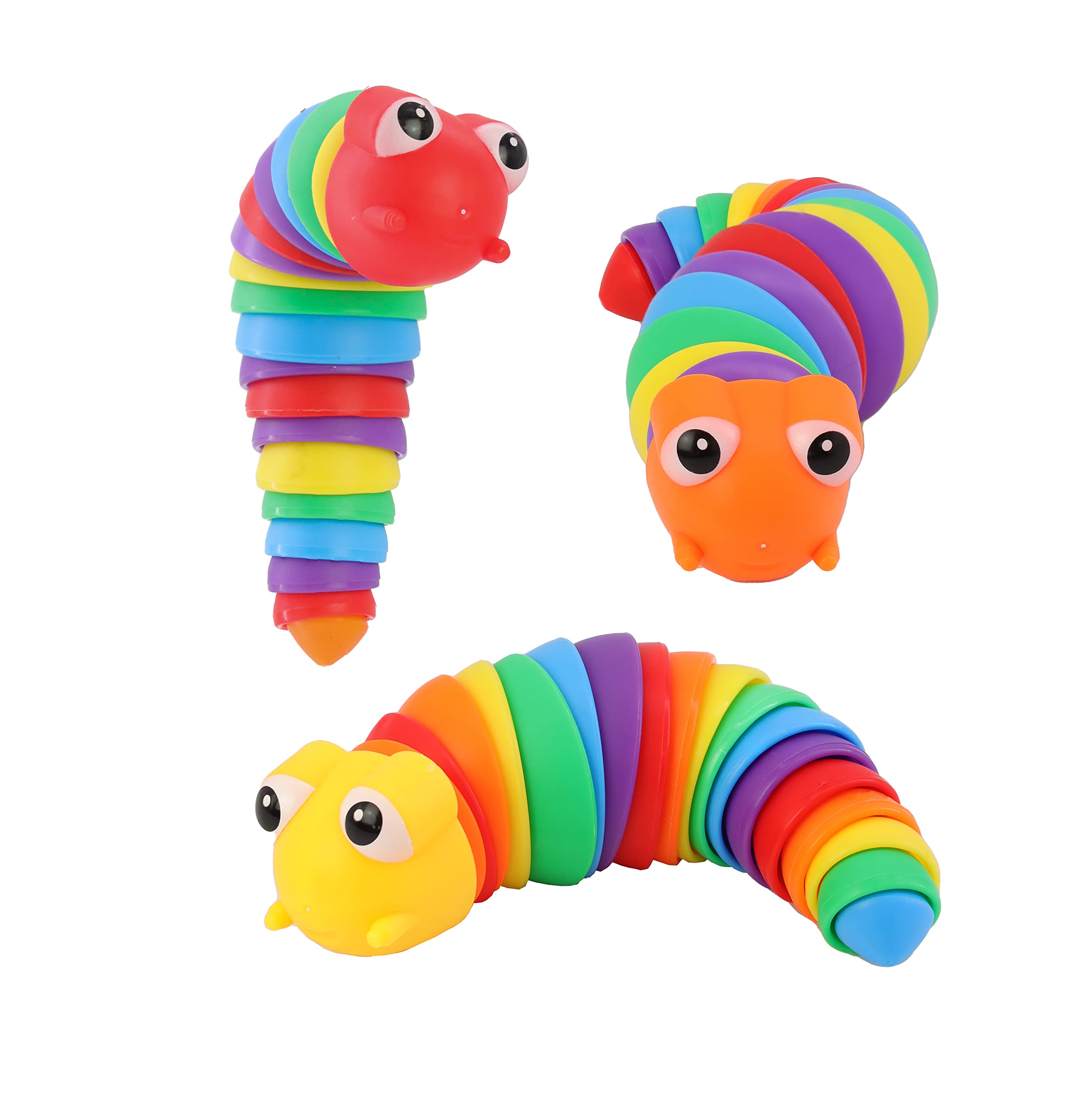 Buy Rainbow Wriggly Worm Fidget Toy, Articulated Sensory Stress and ...