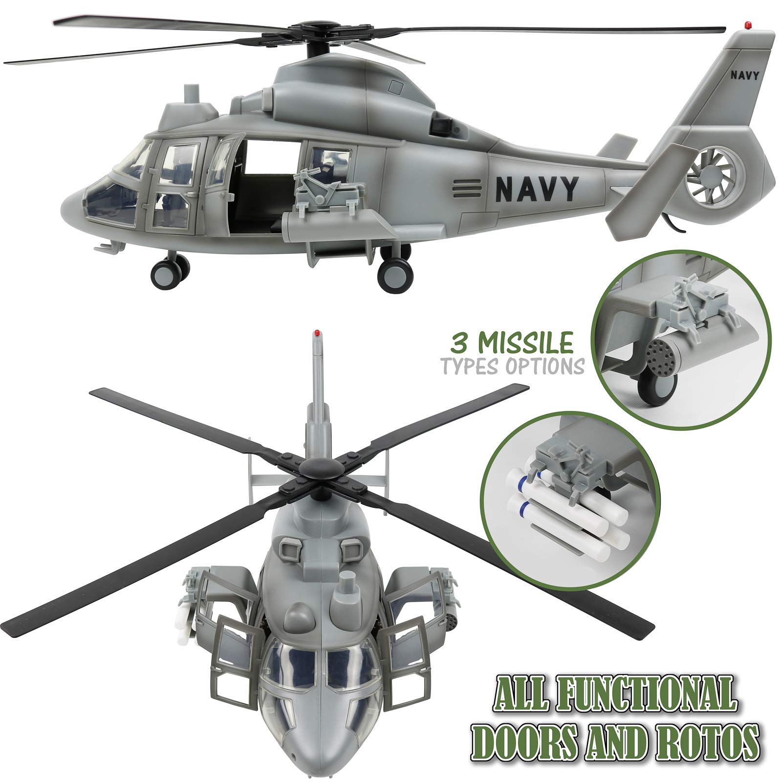 Click N' Play Military Aerial Rocket Helicopter 24 Piece Playset