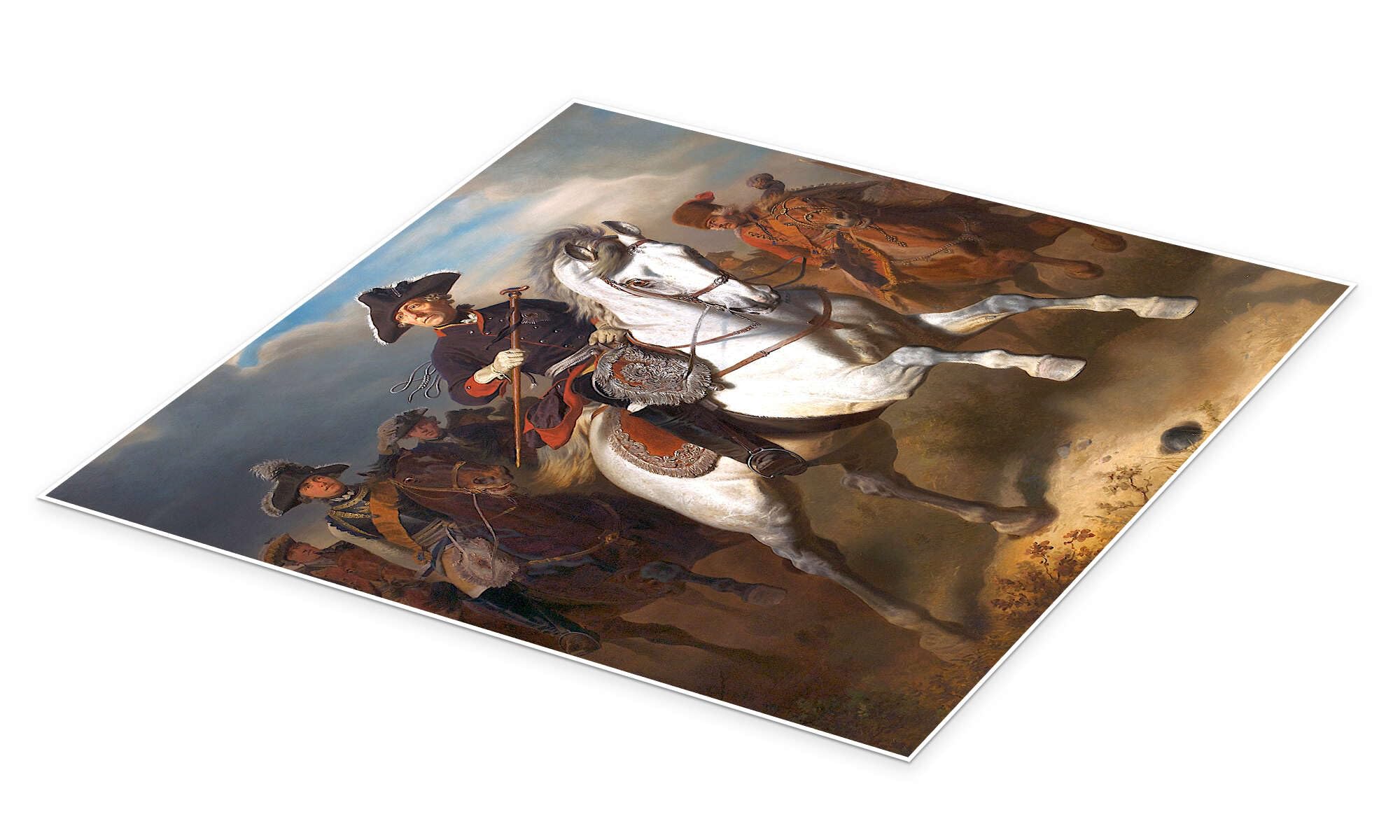 Posterlounge Federico il Grande a cavallo Poster | 100 x 100 cm di Wilhelm Camphausen Quadri Decorazione per pareti
