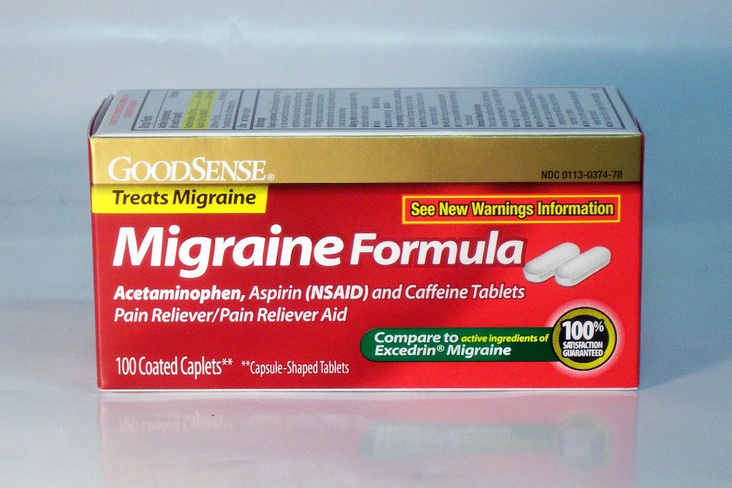 GoodSense Migraine Relief, Acetaminophen, Aspirin (NSAID) and Caffeine Tablets, 100 Count