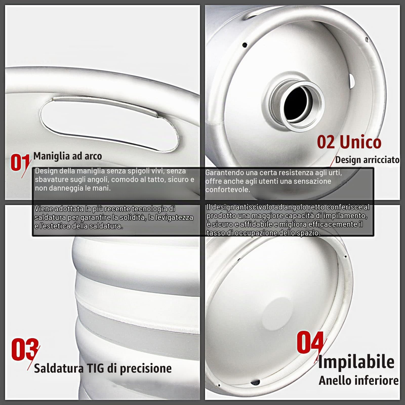 Acciaio Inossidabile Fusto da Birra,Fusto di Birra,Distributore di Fusti in con Coperchio A Spirale per Uso Domestico Produttori di Vino per Esterni 30L