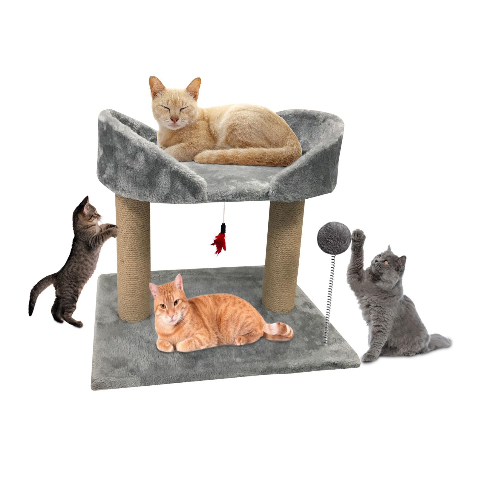 ADEPTNA Large Cat Kitten Scratcher Bed and Sisal Post Durable Natural Sisal Scratching Cat Tree Post - Keep your cats entertained and active Centre
