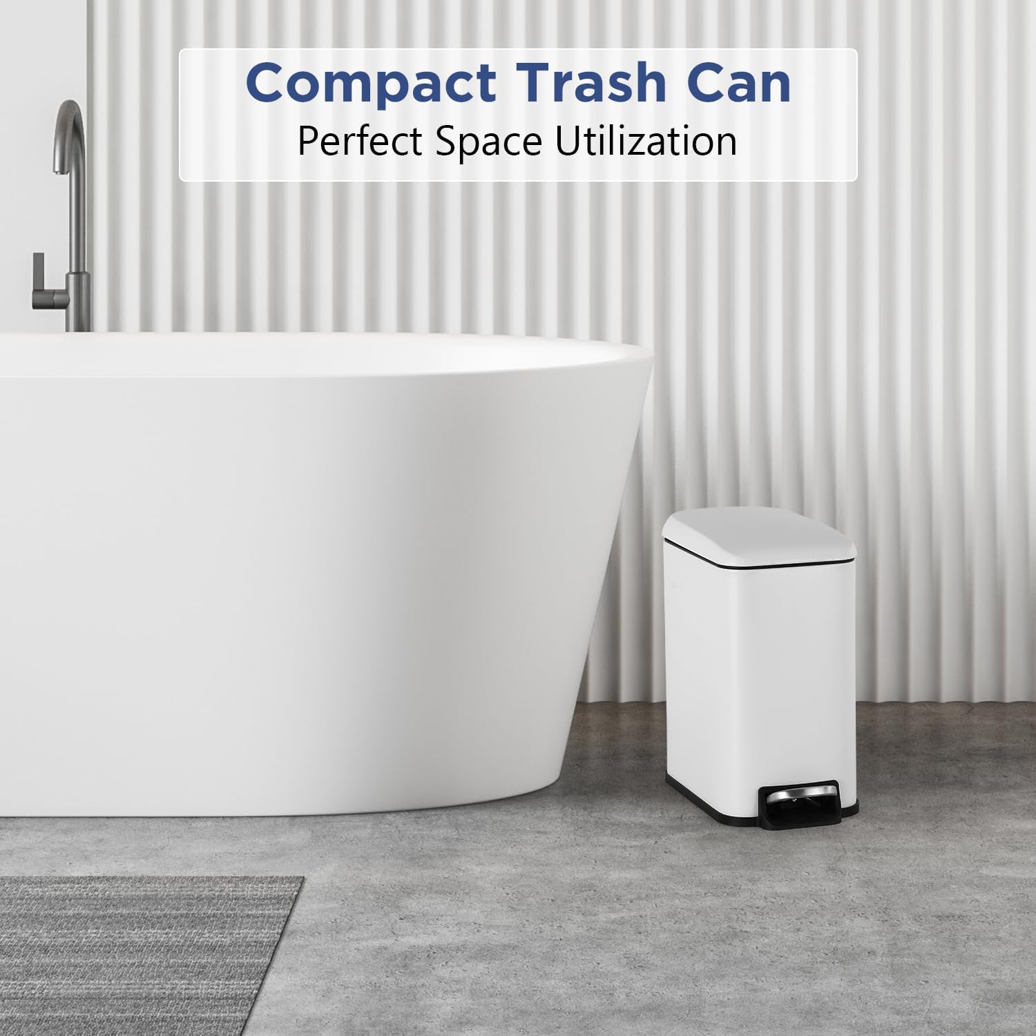 1.3 Gallon/5L Office Trash Can, Stainless Steel Garbage Can with Lid, Foot Pedal and Inner Bucket, Fingerprint-Resistant Soft Close Lid, Odor Proof, Step Trash Can for living Room Bathroom Office