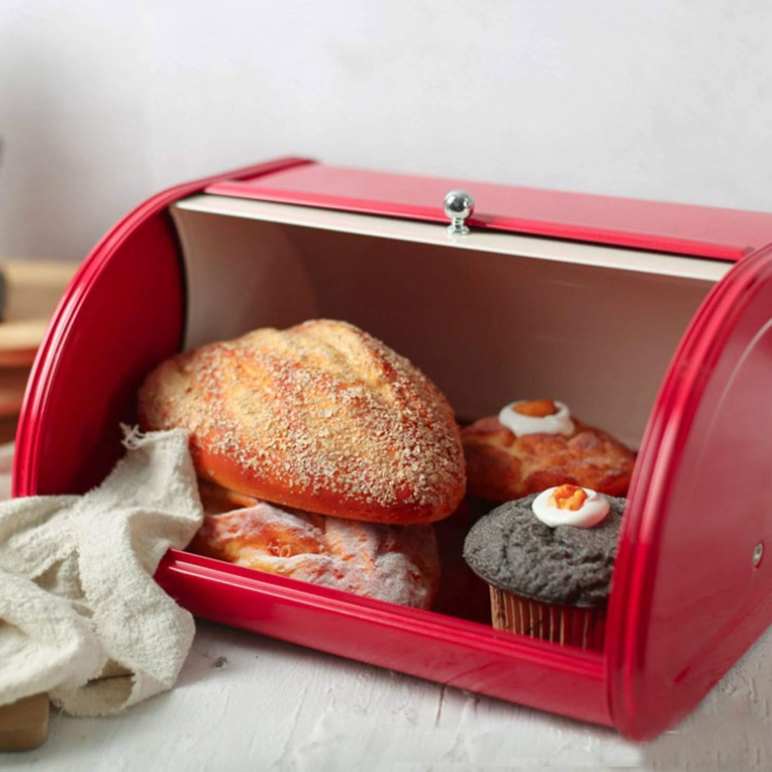 WecndayHome Bread BoxRed Bread Box for Kitchen Counter
