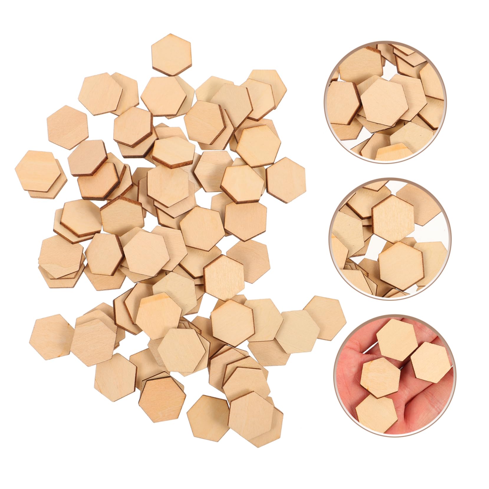 DOITOOL Decorazioni Natalizie Beige 100 Pezzi Esagonali in Legno Materiali Resistenti 20mm per Lavoretti Fai da Te Compleanni e Natale
