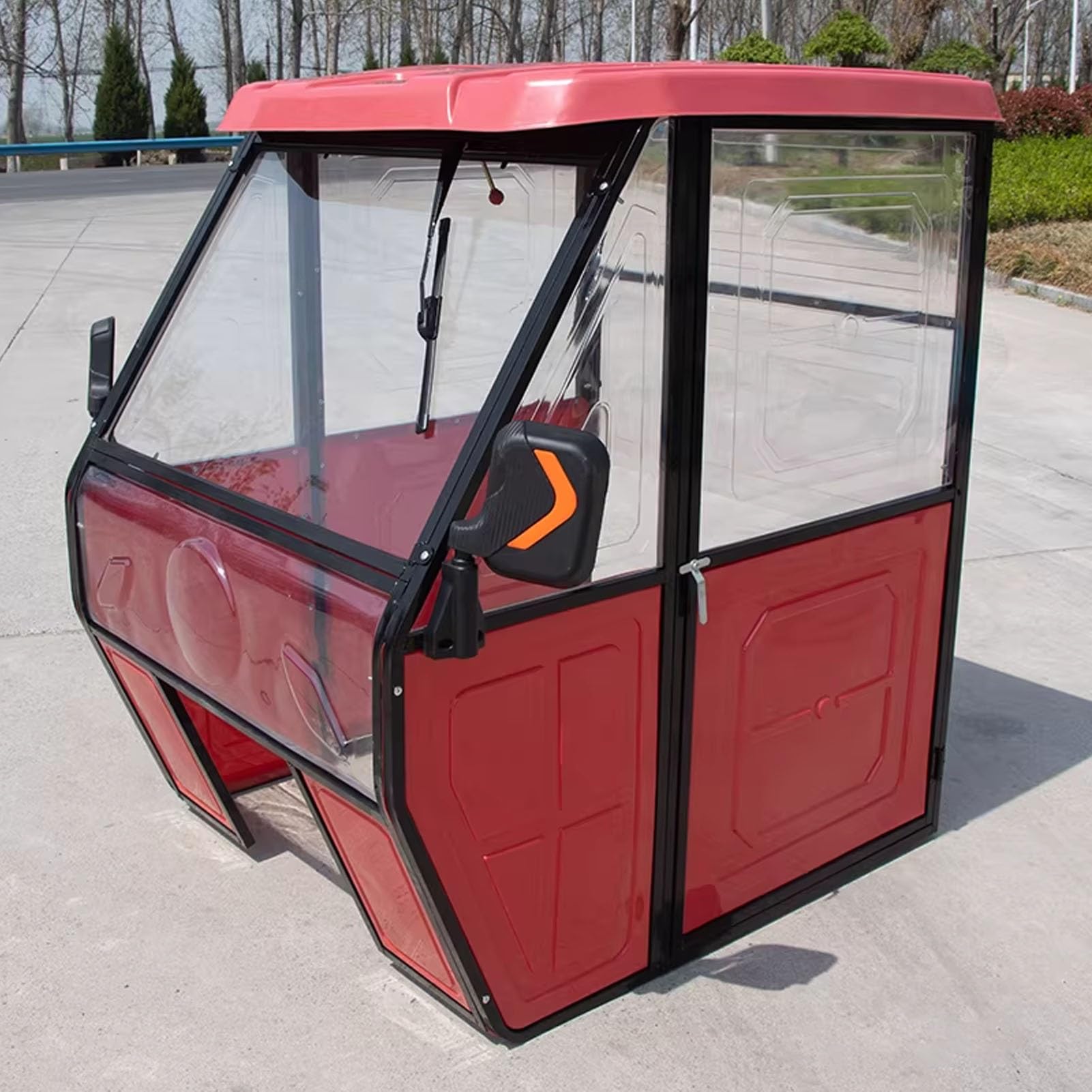 JKGHK Fully Enclosed Adult Tricycle Cover, 3-Wheeler Cab Awning with Tempered Glass, Dustproof Electric Trike Bicycle, Tricycles Frame Canopy Awning for All Season(Red,115cm/45in)