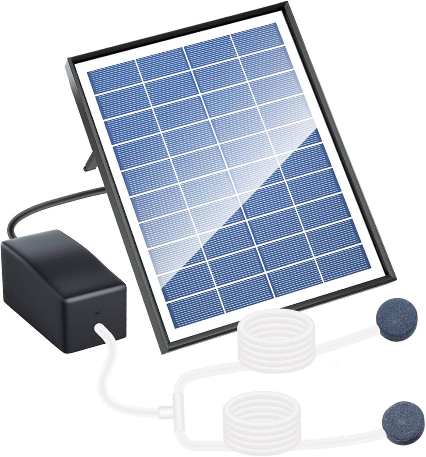 Solar Pond Aerator, 6W Solar Air Pump with Dual Bubble Stones for Outdoor Fish Tank, Pond, Hydroponics Powered Oxygen Pump for Aquarium & Garden..