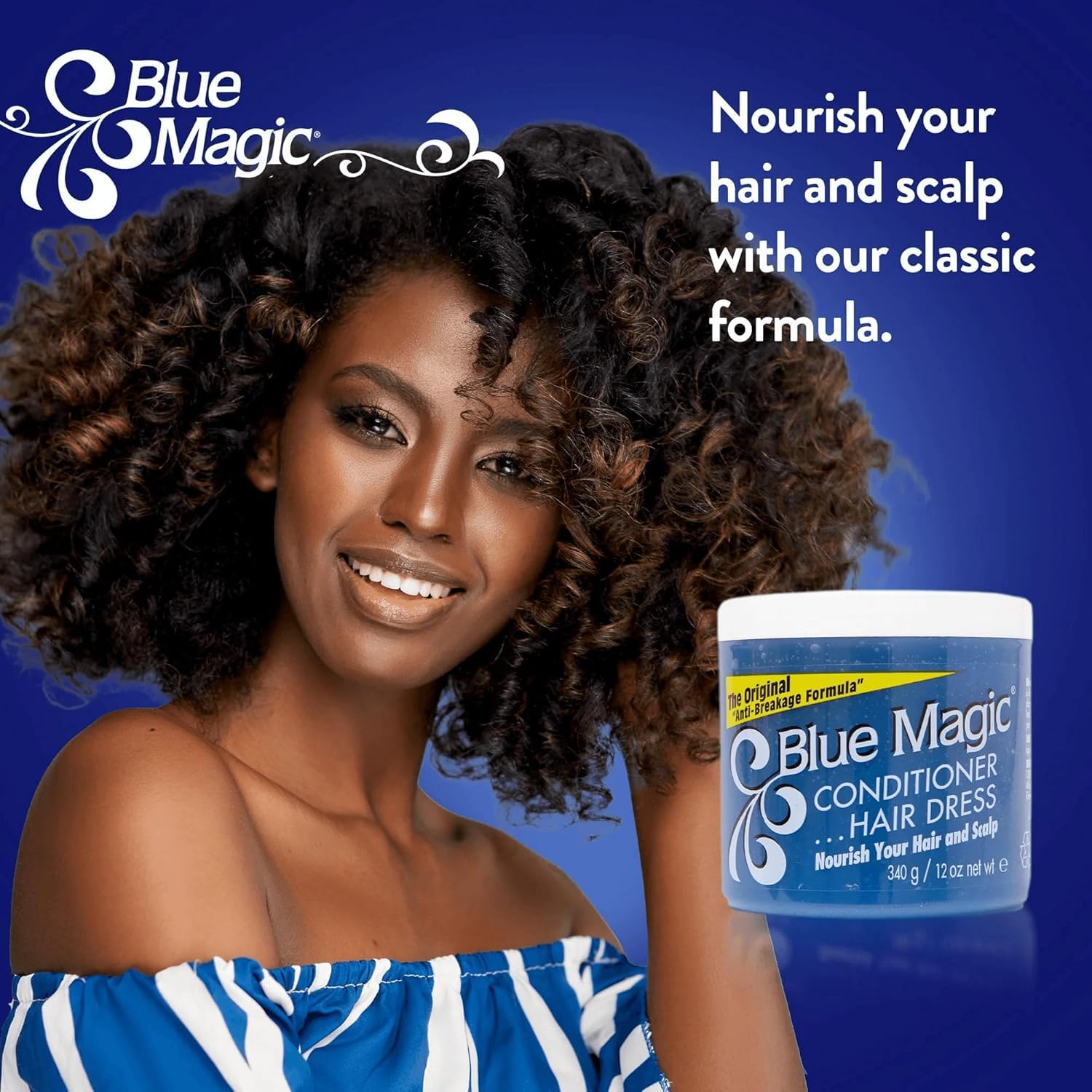 Blue Magic Conditioning Hair Dressing 12 oz Dry Anti Breakage Nourishing Moisturizing Hair Cream Strength Shine Scalp Care Textured Curly Natural Hair Treatment - (Pack of 2) | 12oz