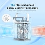 Portatif Air Conditionneur, 3-in-1 Évaporatif Air Refroidissement avec 3 Régimes & 2 Modes d'arrêt, 1000ml Personnel Mini AC Unité USB Petit ventilateur de refroidissement RGB Lumière de nuit & Heureur pour chambre à coucher voiture de bureau (bleu)