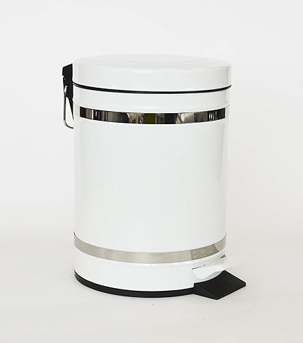 AQ Cubo de basura redondo de metal de 5 litros/1.3 galones con forro extraíble, cubo de basura pequeño con pedal de basura para baño, dormitorio,