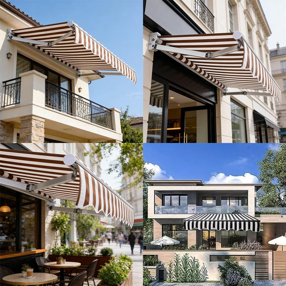 Copertura di ricambio per esterni, in poliestere, retrattile, colore blu e bianco, 3,5 x 2,5 m, perfetta per terrazze e giardini