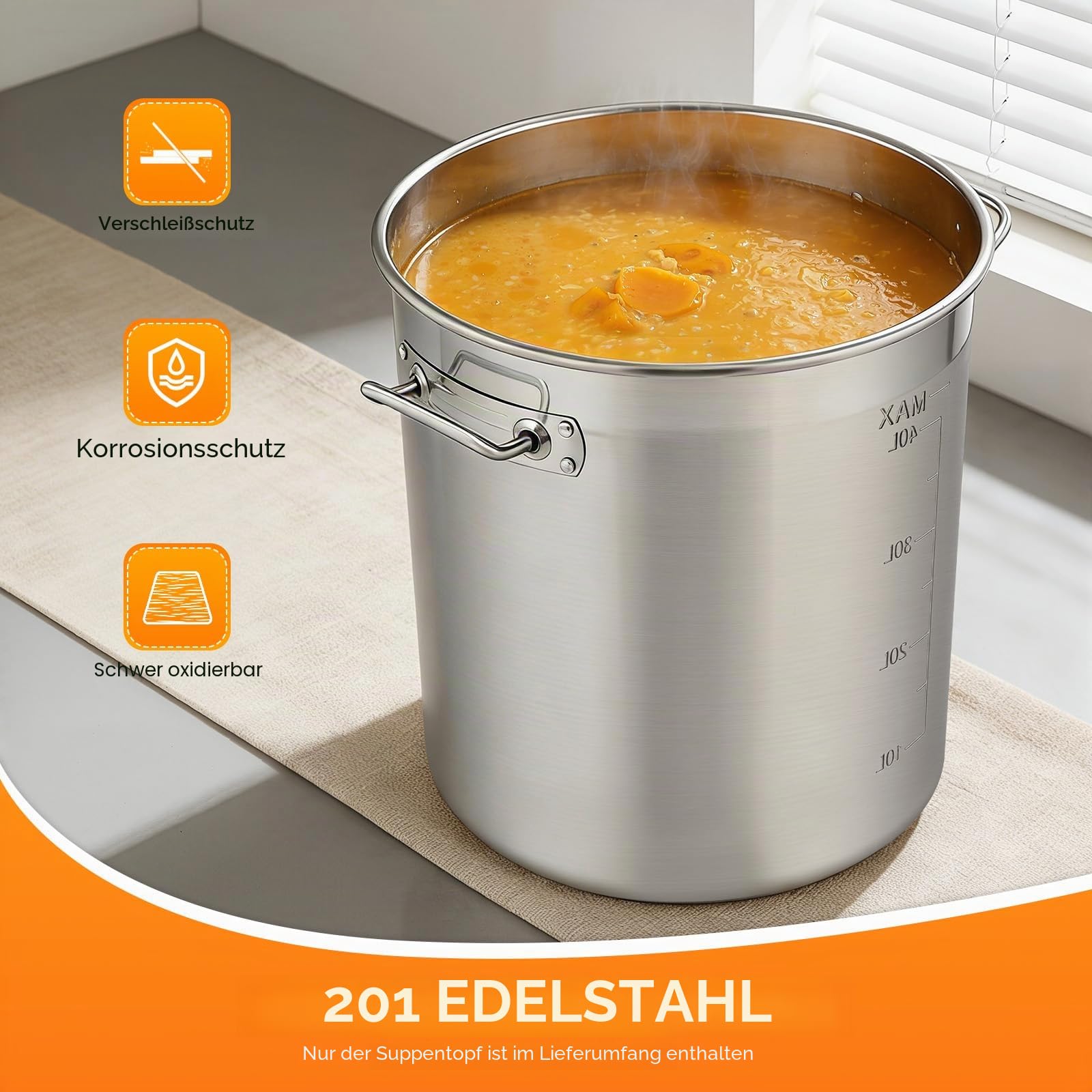 Edelstahl Eimer mit Deckel | 50L Edelstahleimer | Kücheneimer | Edelstahl Behälter mit deckel | Milcheimer Suppentöpfe für Küche, Industrie, Gastronomie & Haushalt