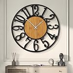 LEIKE Large Wall Clocks,Silent,Non Ticking,Battery Operated Small Vintage Round Modern Wood Wall Clock for Living Room, Bedroom,Kitchen,Farmhouse,Office Decor-13.5 Inch(Black-Roman Numerals)