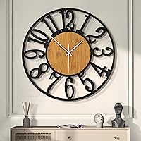 Vista 12 de LEIKE Relojes de Pared LED Grandes, Silenciosos, Sin Tictac, Funcionan con Pilas, Rústico Redondo Moderno Gran Reloj de Pared de Madera para Sala