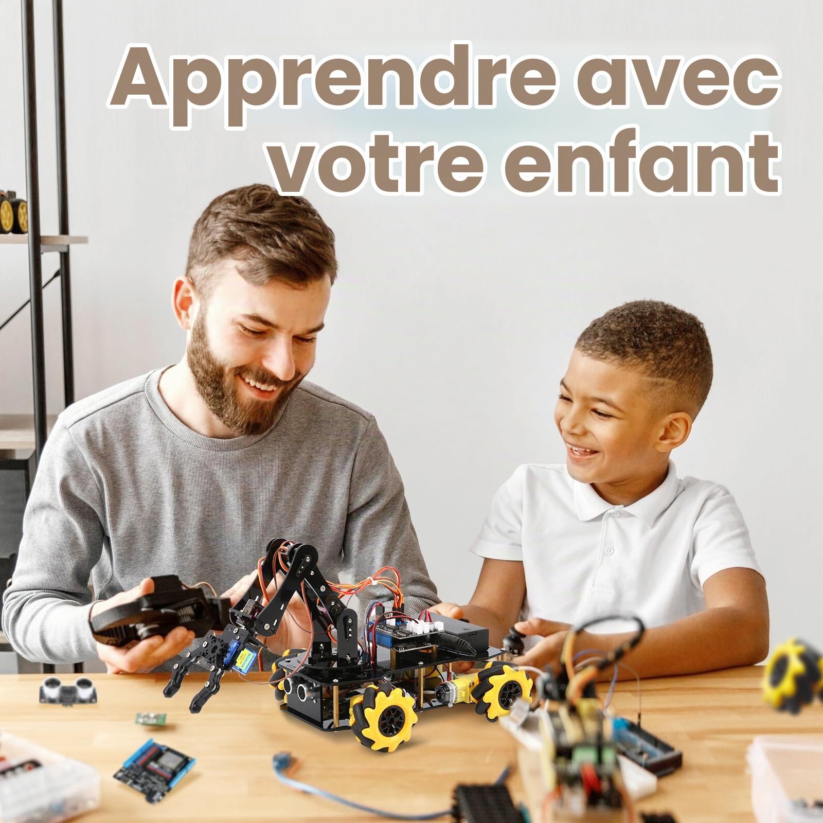 Robotique pour enfants de 8 à 12 ans, kit de voiture robot intelligent ACEBOTT avec 5DOF, jouets STEM pour garçons âgés de 8 à 12 ans, 12 à 16 ans et plus, codage ESP32 Arduino/Python/Blockly