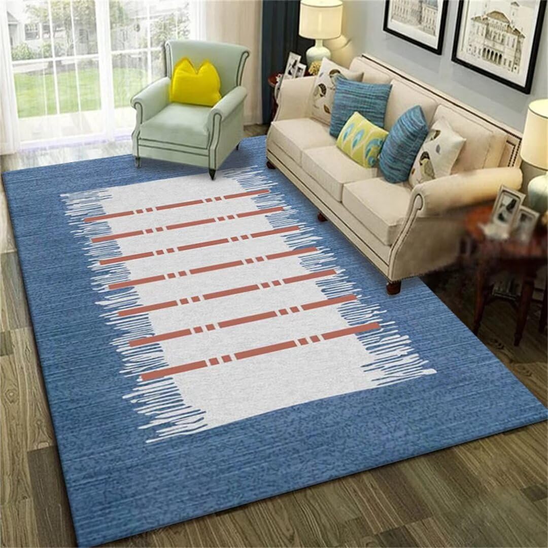 Tapis anti-acariens lavable pour éliminer la poussière du salon bleu